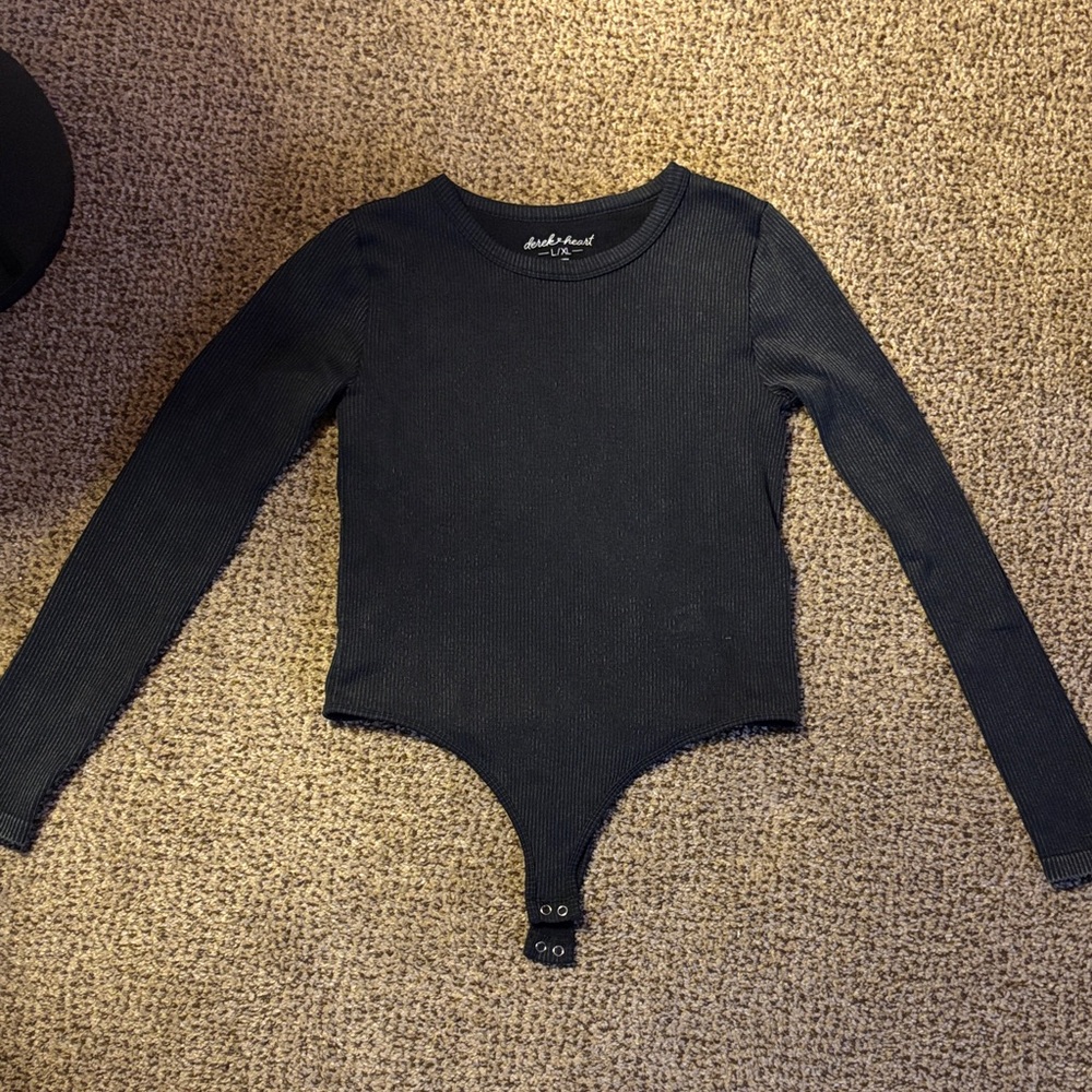 Derek Heart Black Long Sleeve Bodysuit